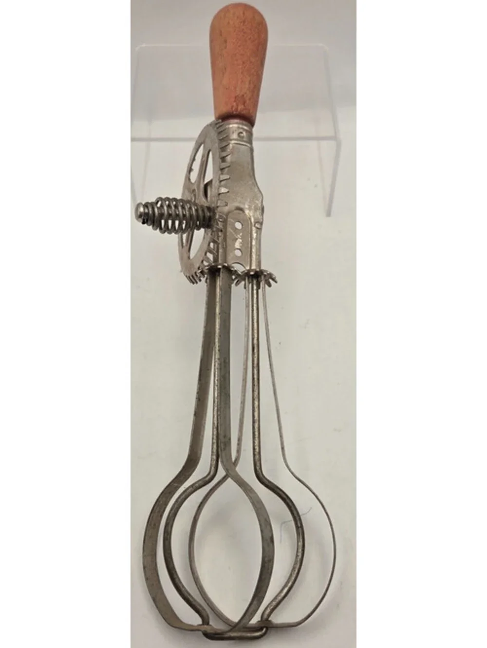 Antique A&J Egg Beater Hand Crank Mixer Wood Handle Pat Oct 9 1923 USA